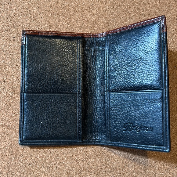 Brighton Leather Black with Brown Croc Wallet Classic  Brighton Heart Accent - Picture 5 of 11